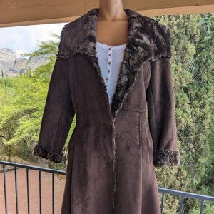 CALVIN KLEIN FAUX FUR GORGEOUS SOFT SUEDE COAT